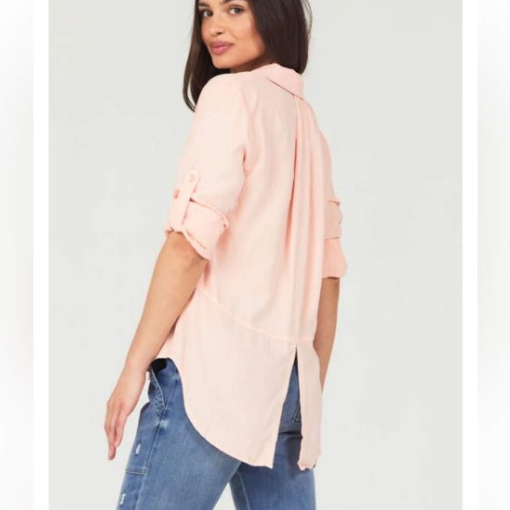 Bella Dahl Split Back Button Down 100% Tencel Top - image 1